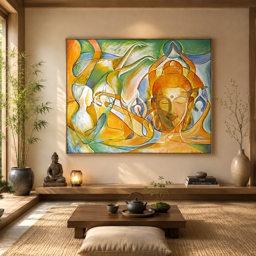 Surrender to god canvas print displayed in a room